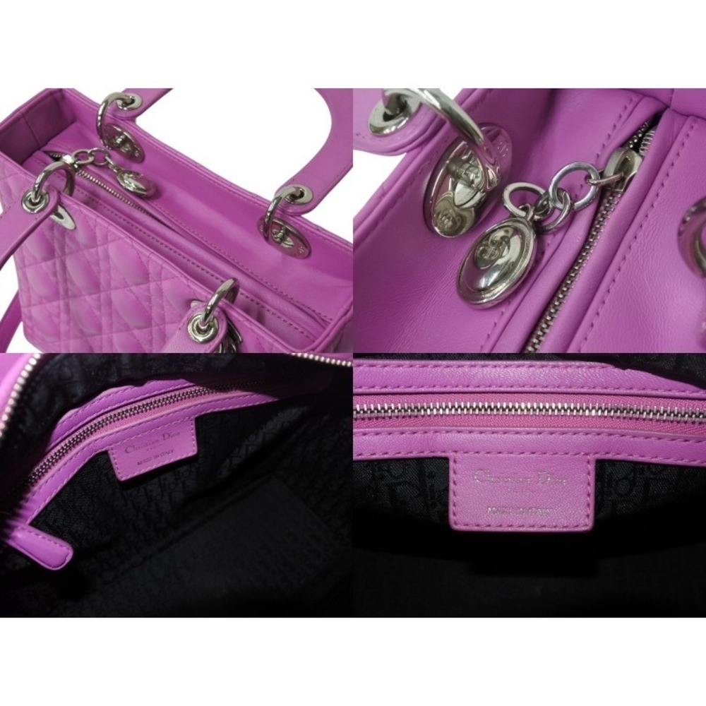 CHRISTIAN DIOR Lady Handbag Cannage Purple Silver - Picture 8 of 9
